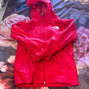 Youth The North Face RED Hooded Rain Jacket